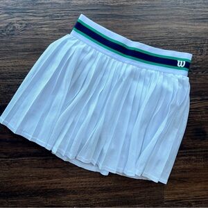 Wilson White Tennis Skirt with Blue and Green Stripes